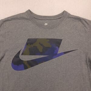 Nike Casual Crew Neck Graphic Short Sleeve T Shirt Mens Size Medium M Gray